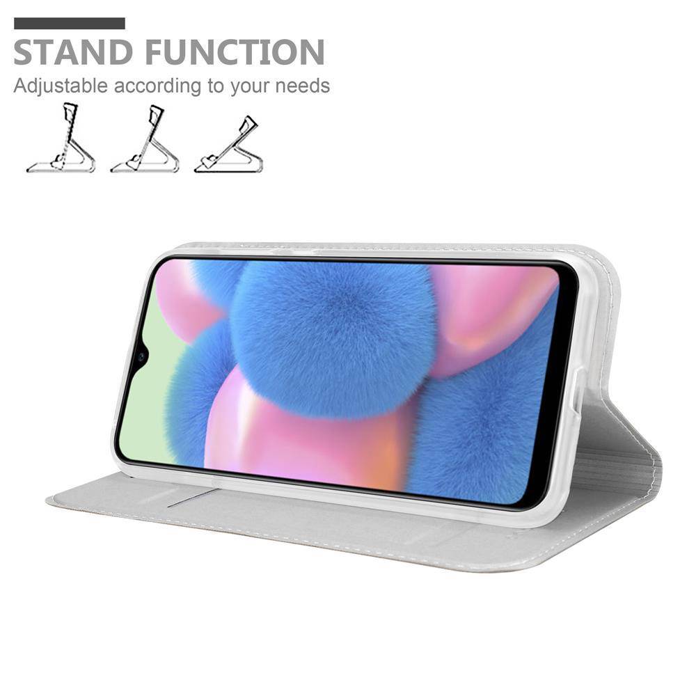 Cadorabo Handyhülle für Samsung Galaxy A50 4G / A50s / A30s Schutz Hülle in Silber Cover Etui Book Case Booklet