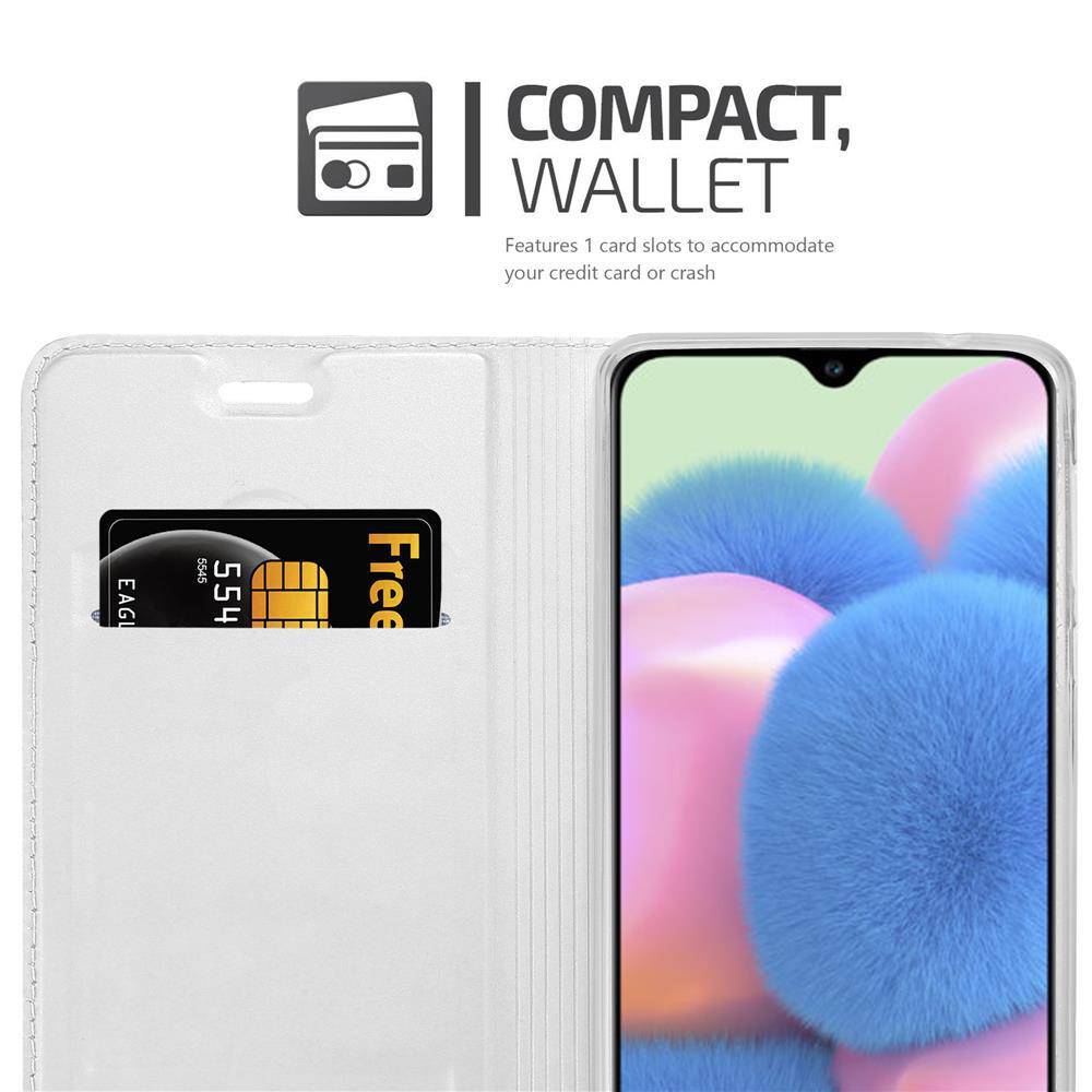 Cadorabo Handyhülle für Samsung Galaxy A50 4G / A50s / A30s Schutz Hülle in Silber Cover Etui Book Case Booklet
