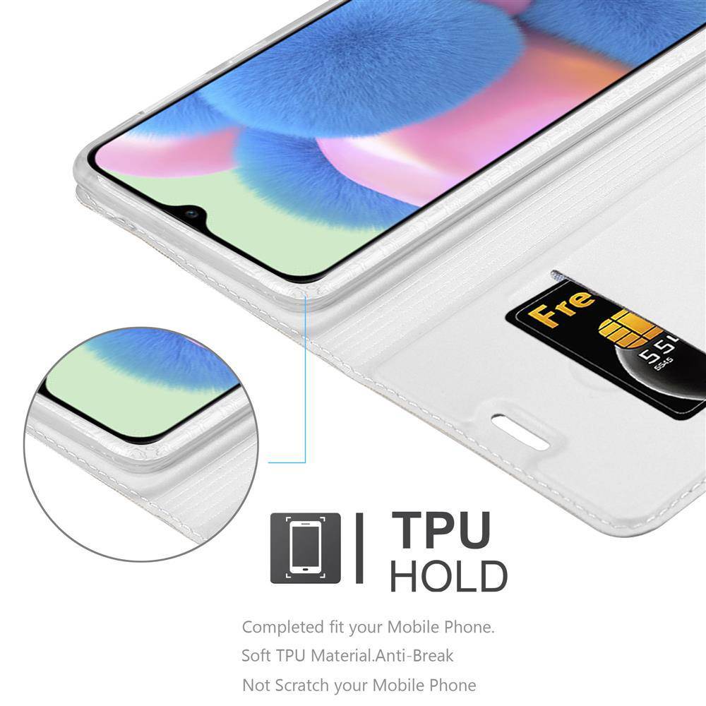 Cadorabo Handyhülle für Samsung Galaxy A50 4G / A50s / A30s Schutz Hülle in Silber Cover Etui Book Case Booklet