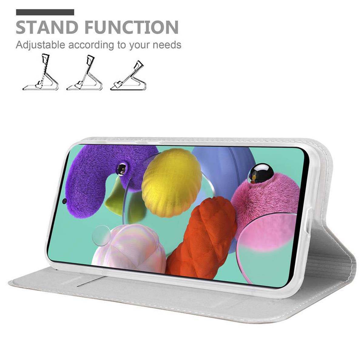 Cadorabo Handyhülle für Samsung Galaxy A51 4G / M40s Schutz Hülle in Silber Cover Etui Book Case Booklet