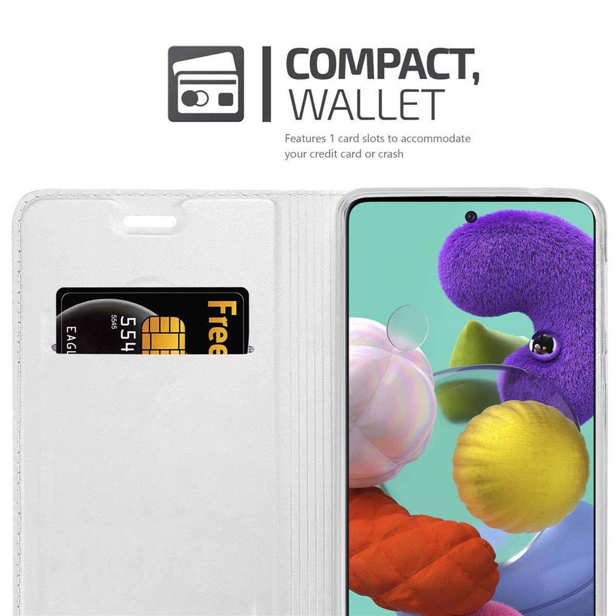 Cadorabo Handyhülle für Samsung Galaxy A51 4G / M40s Schutz Hülle in Silber Cover Etui Book Case Booklet