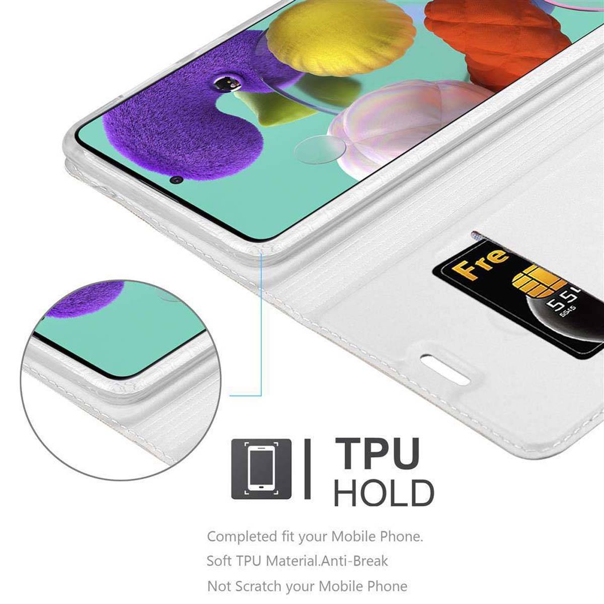 Cadorabo Handyhülle für Samsung Galaxy A51 4G / M40s Schutz Hülle in Silber Cover Etui Book Case Booklet