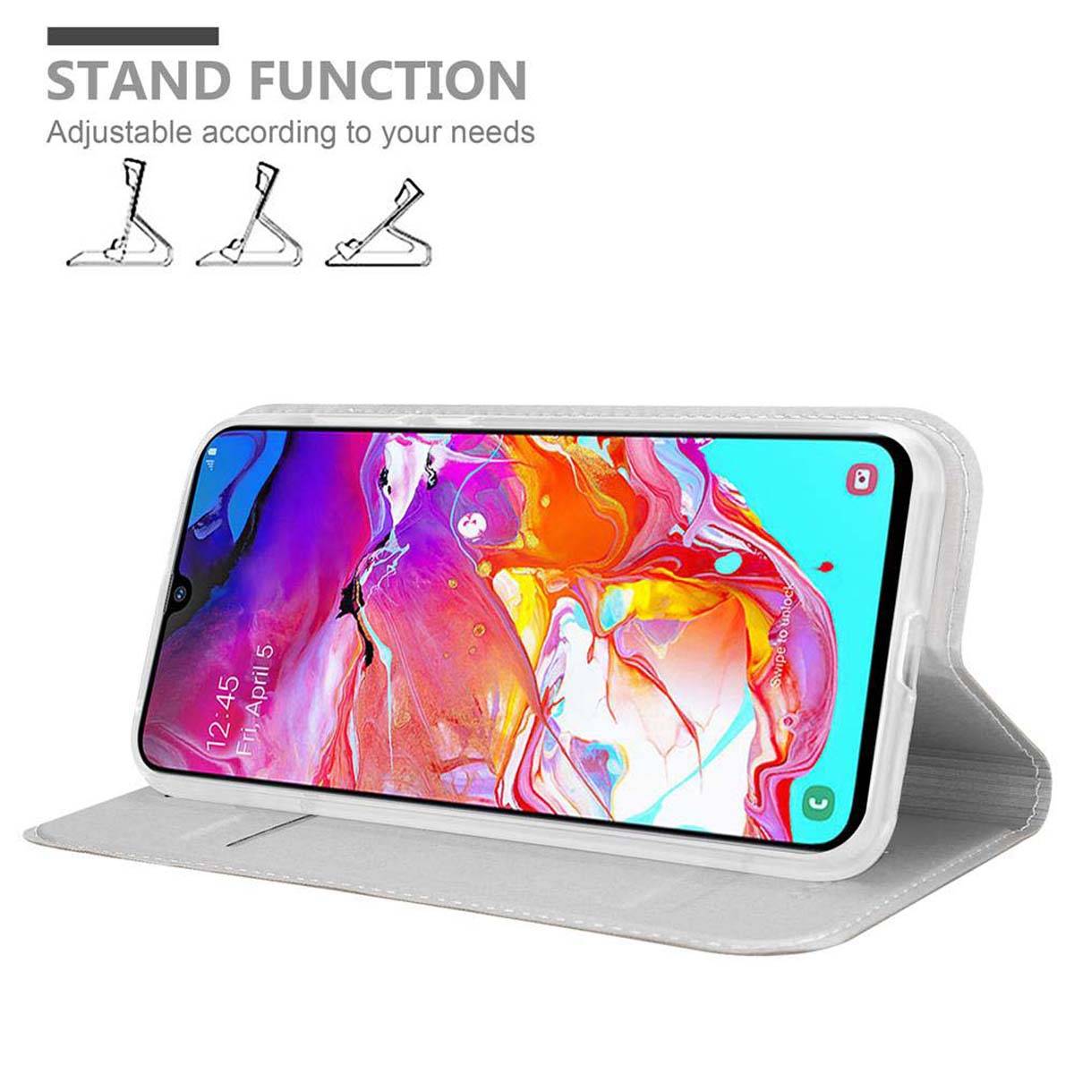Cadorabo Handyhülle für Samsung Galaxy A70 / A70s Schutz Hülle in Silber Cover Etui Book Case Booklet