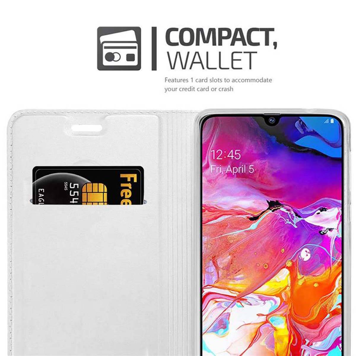 Cadorabo Handyhülle für Samsung Galaxy A70 / A70s Schutz Hülle in Silber Cover Etui Book Case Booklet