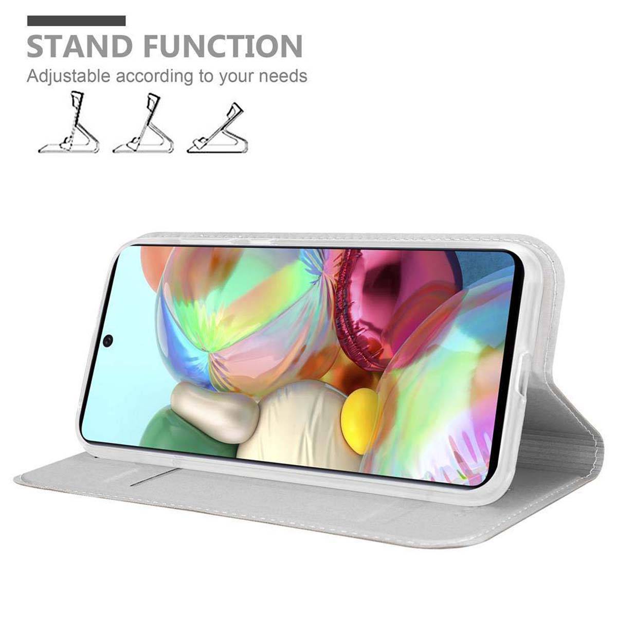 Cadorabo Handyhülle für Samsung Galaxy A71 4G Schutz Hülle in Silber Cover Etui Book Case Booklet