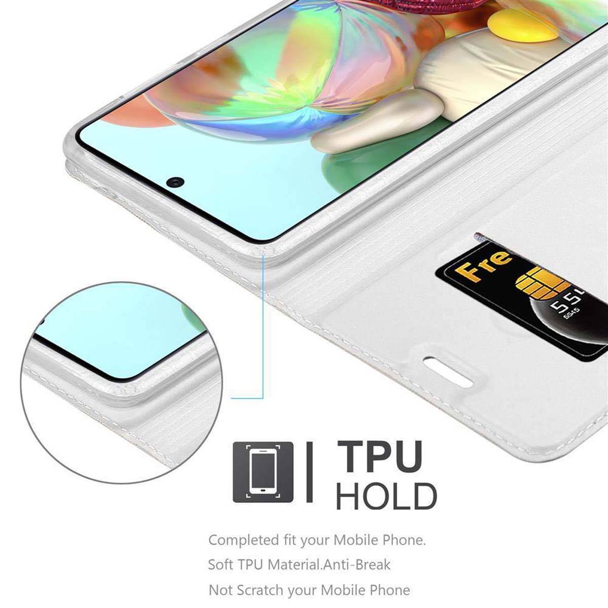 Cadorabo Handyhülle für Samsung Galaxy A71 4G Schutz Hülle in Silber Cover Etui Book Case Booklet