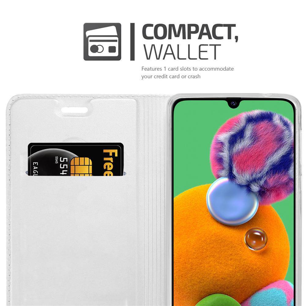 Cadorabo Handyhülle für Samsung Galaxy A90 5G Schutz Hülle in Silber Cover Etui Book Case Booklet