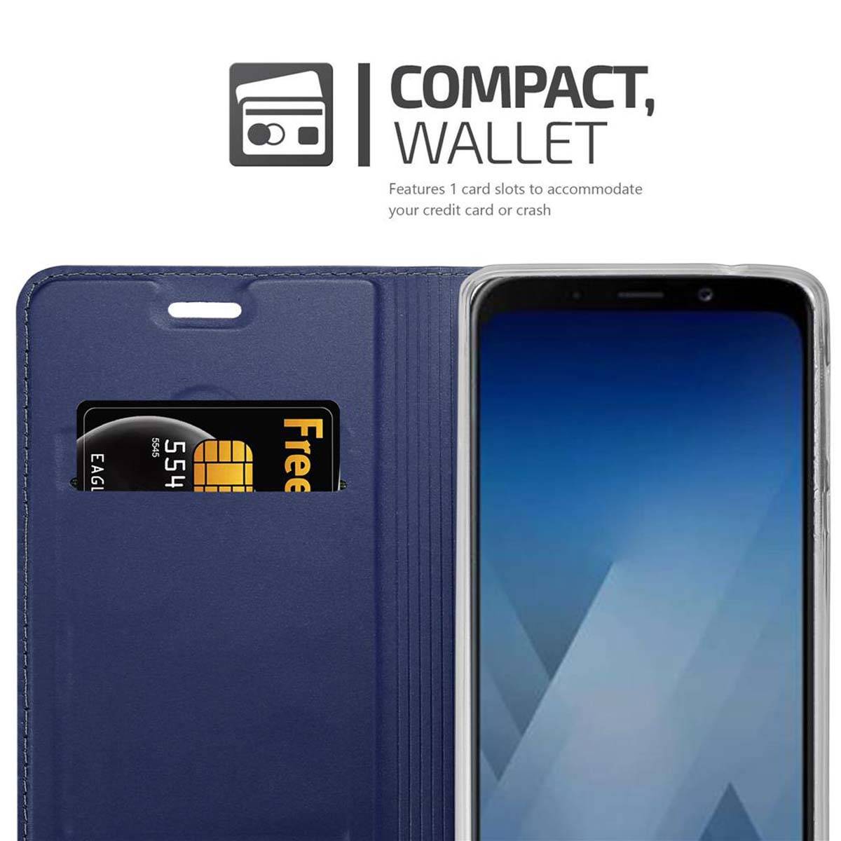 Cadorabo Handyhülle für Samsung Galaxy J6 2018 Schutz Hülle in Blau Cover Etui Book Case Booklet