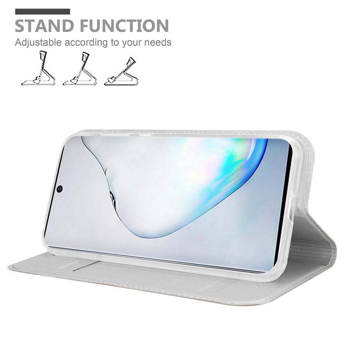 Cadorabo Handyhülle für Samsung Galaxy NOTE 10 Schutz Hülle in Silber Cover Etui Book Case Booklet