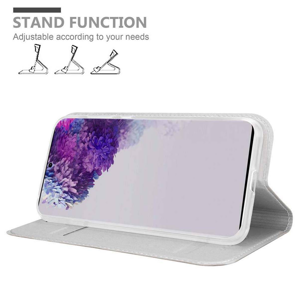 Cadorabo Handyhülle für Samsung Galaxy S20 ULTRA Schutz Hülle in Silber Cover Etui Book Case Booklet