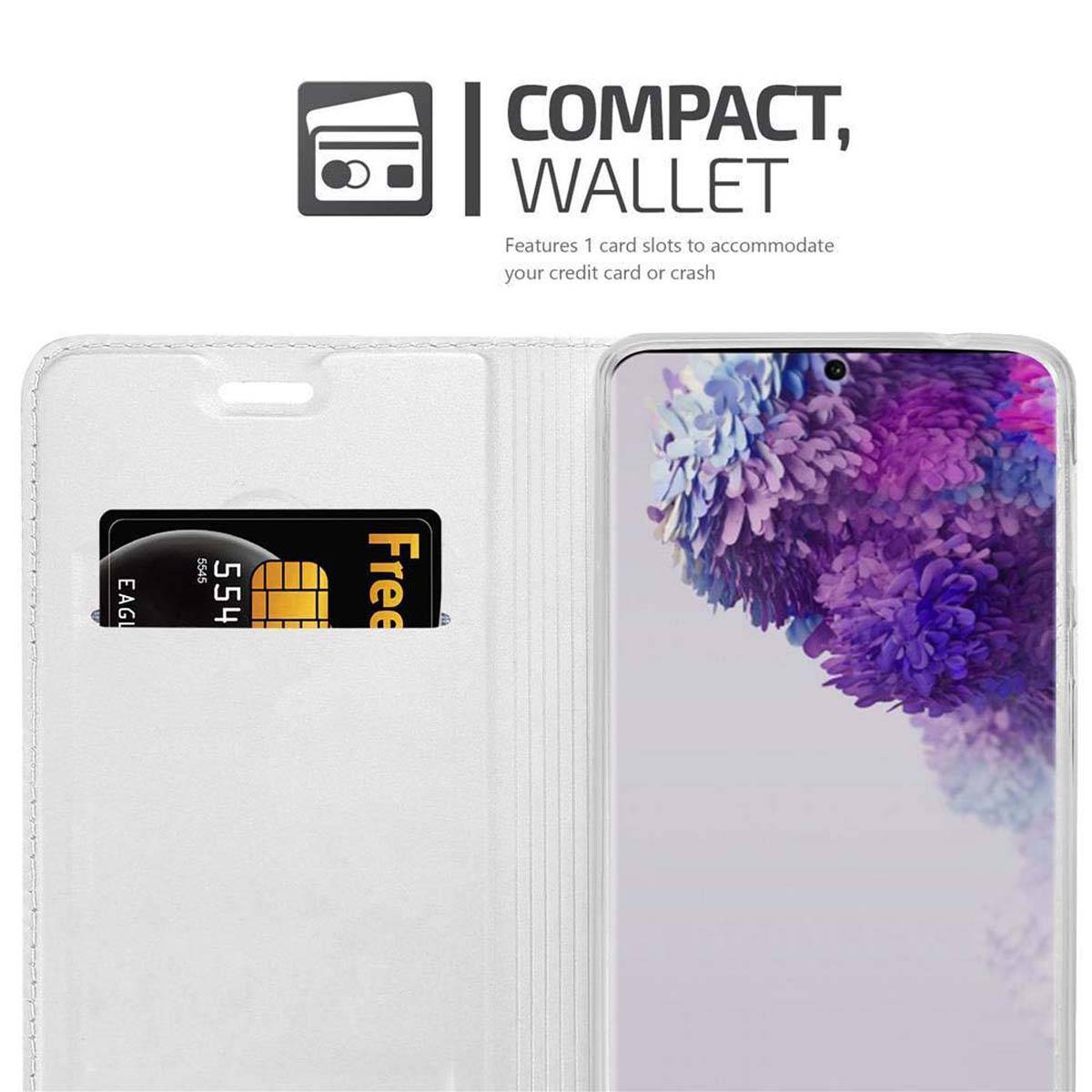 Cadorabo Handyhülle für Samsung Galaxy S20 ULTRA Schutz Hülle in Silber Cover Etui Book Case Booklet
