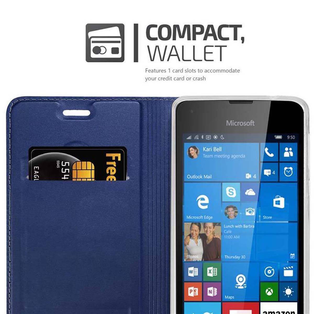 Cadorabo Handyhülle für Nokia Lumia 550 Schutz Hülle in Blau Cover Etui Book Case Booklet