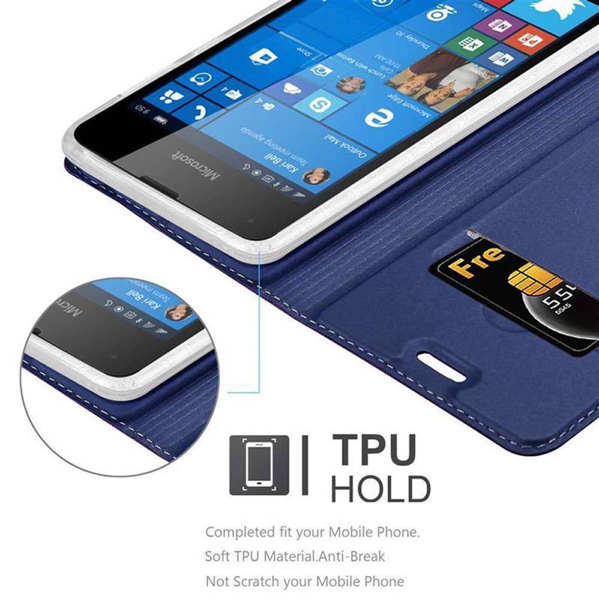 Cadorabo Handyhülle für Nokia Lumia 550 Schutz Hülle in Blau Cover Etui Book Case Booklet