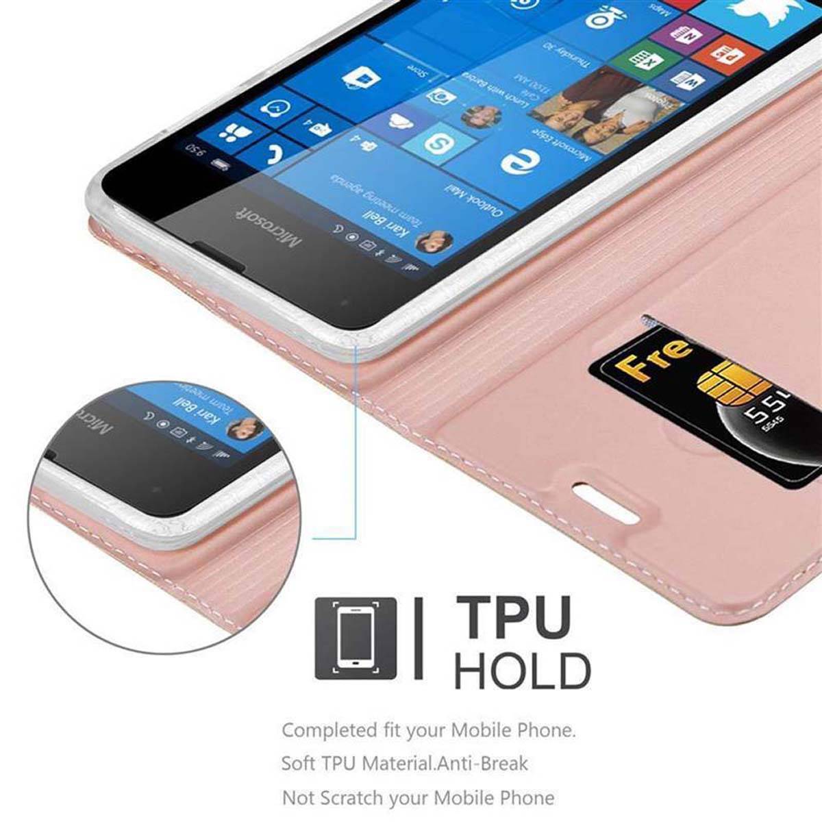 Cadorabo Handyhülle für Nokia Lumia 550 Schutz Hülle in Rosa Cover Etui Book Case Booklet