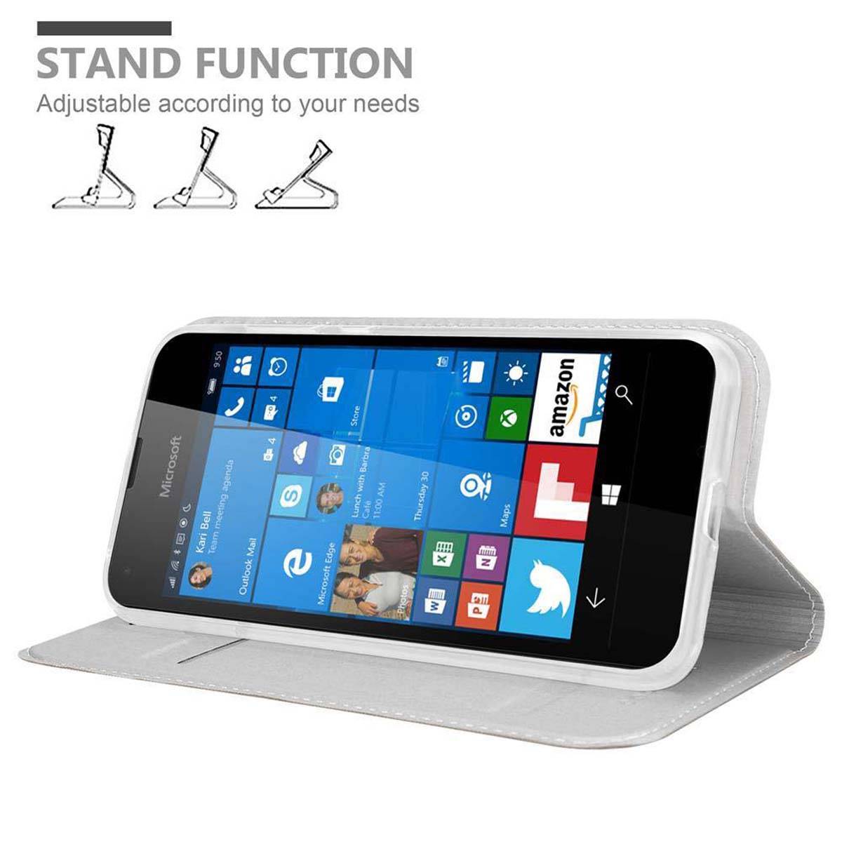Cadorabo Handyhülle für Nokia Lumia 550 Schutz Hülle in Silber Cover Etui Book Case Booklet