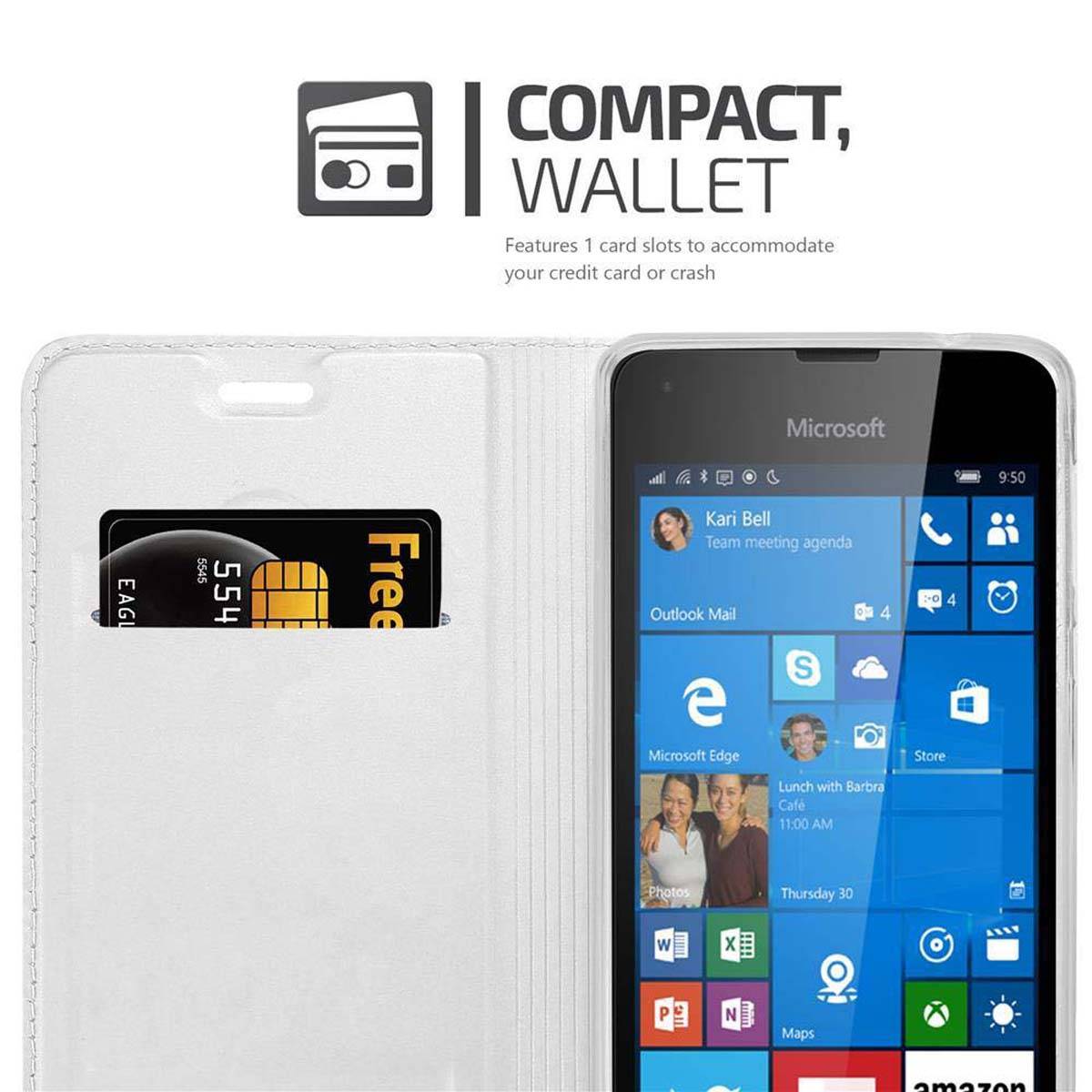 Cadorabo Handyhülle für Nokia Lumia 550 Schutz Hülle in Silber Cover Etui Book Case Booklet