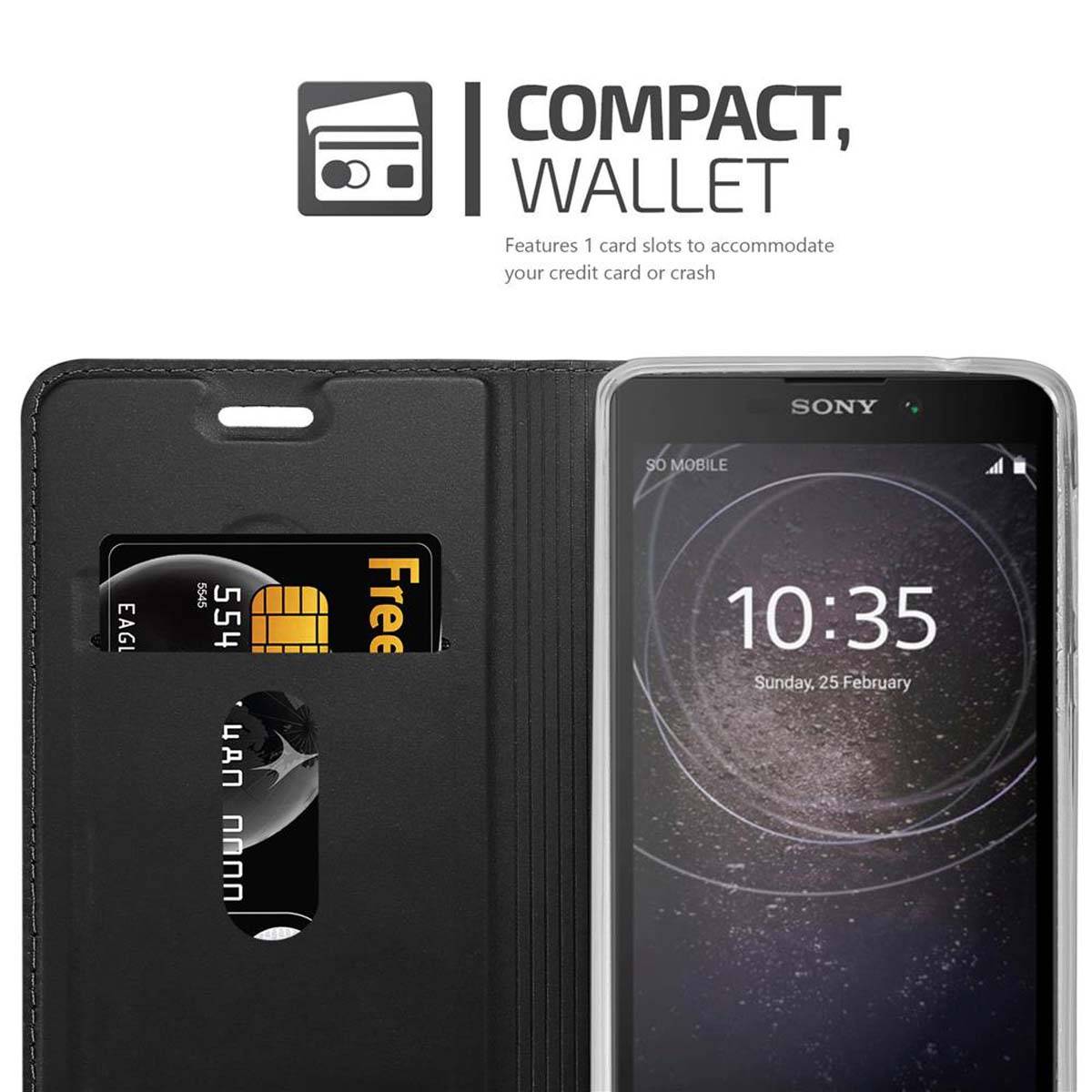 Cadorabo Handyhülle für Sony Xperia L2 Schutz Hülle in Schwarz Cover Etui Book Case Booklet