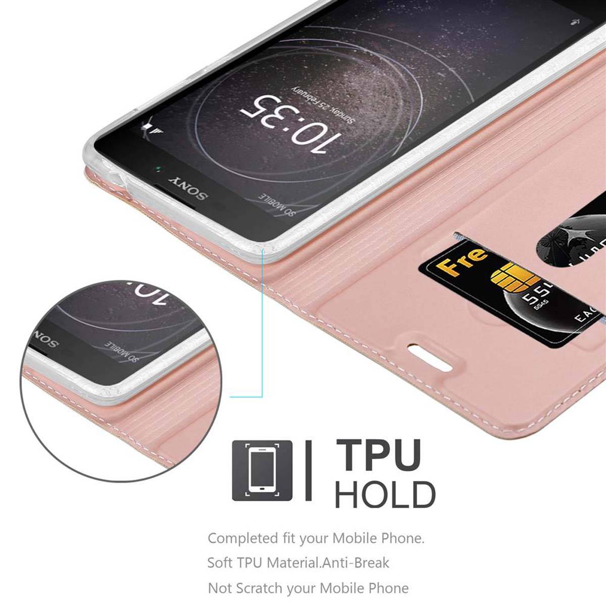 Cadorabo Handyhülle für Sony Xperia L2 Schutz Hülle in Rosa Cover Etui Book Case Booklet