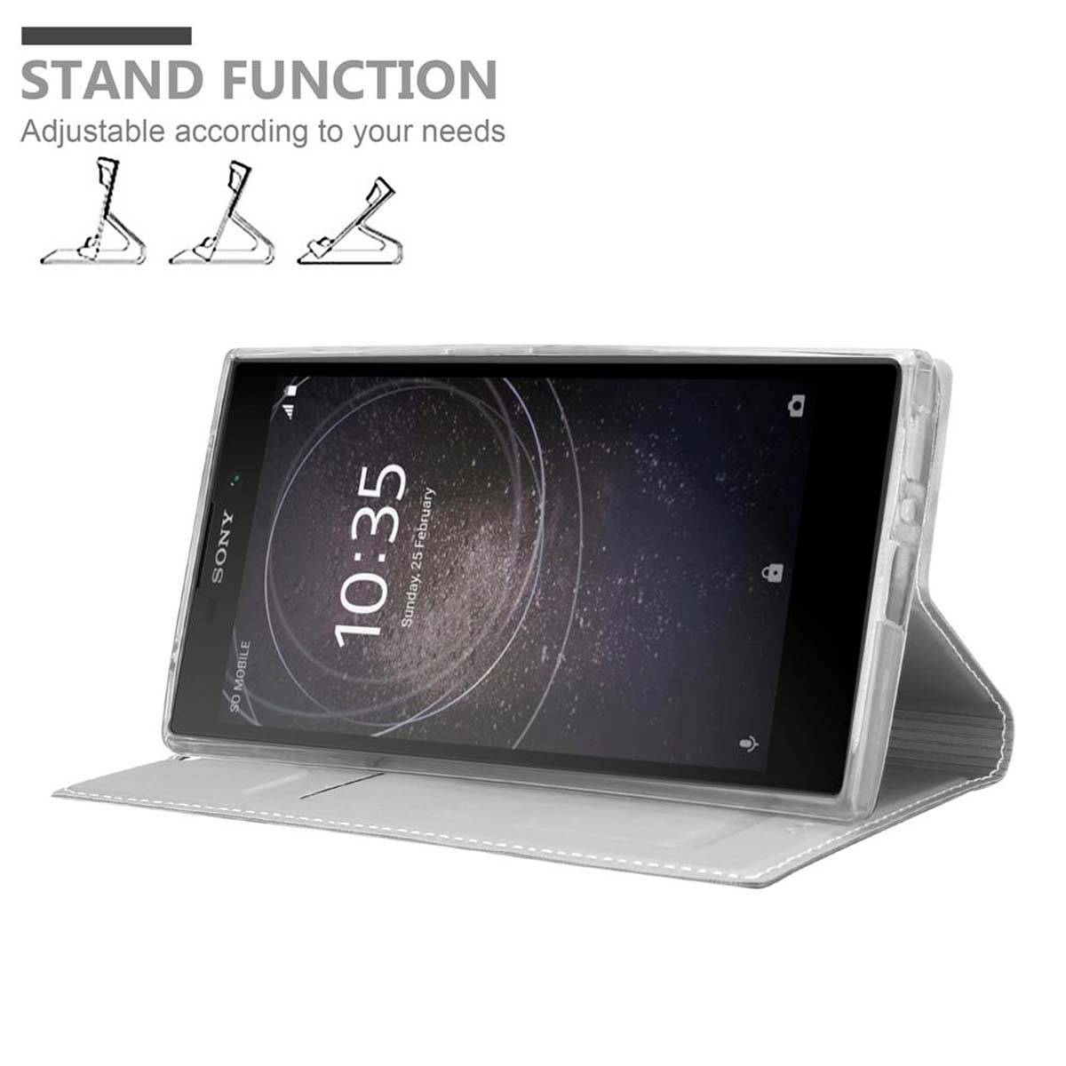 Cadorabo Handyhülle für Sony Xperia L2 Schutz Hülle in Silber Cover Etui Book Case Booklet