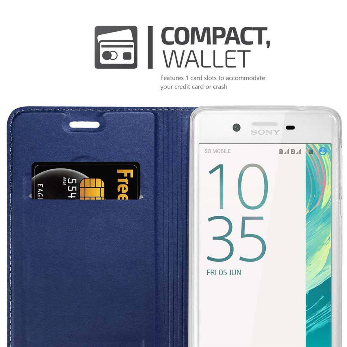 Cadorabo Handyhülle für Sony Xperia X Schutz Hülle in Blau Cover Etui Book Case Booklet