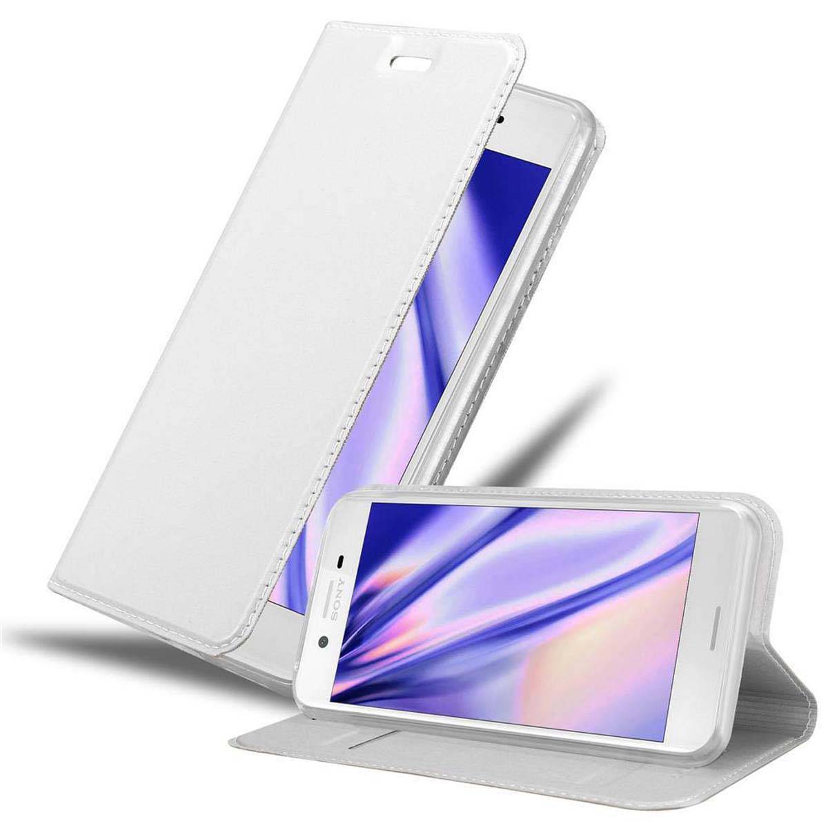 Cadorabo Handyhülle für Sony Xperia X Schutz Hülle in Silber Cover Etui Book Case Booklet