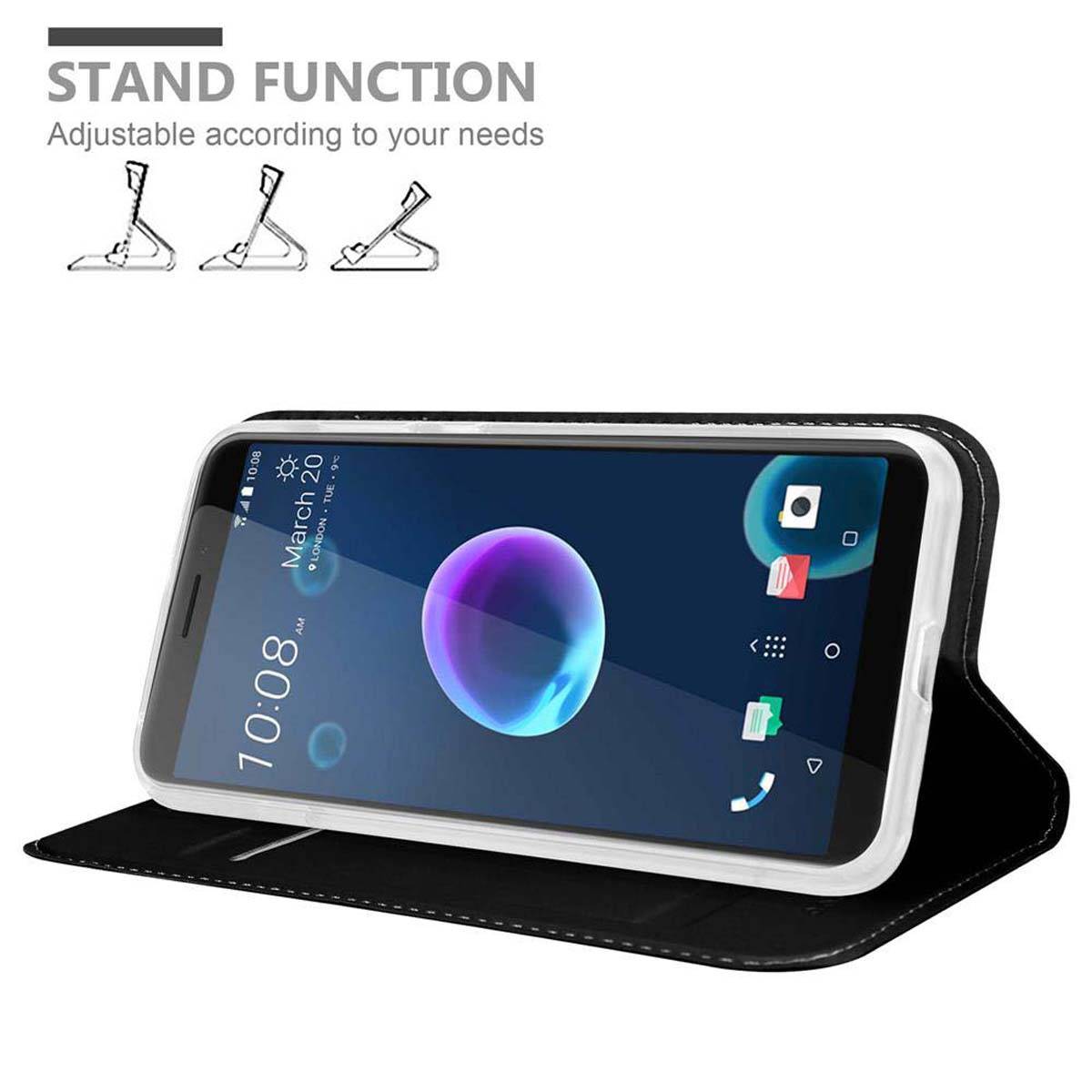 Cadorabo Handyhülle für HTC Desire 12 Schutz Hülle in Schwarz Cover Etui Book Case Booklet
