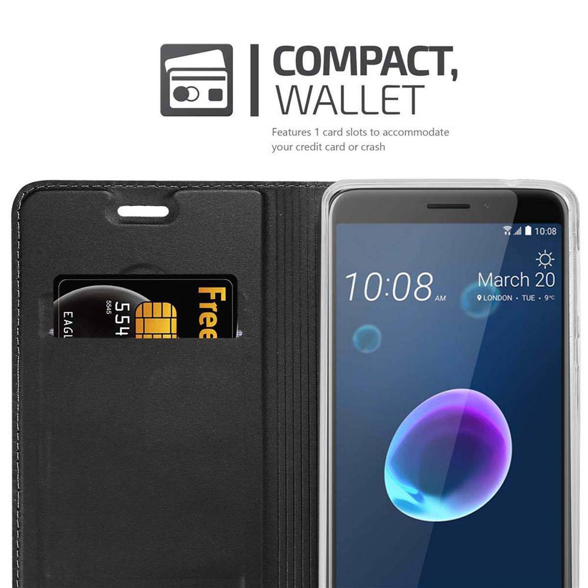 Cadorabo Handyhülle für HTC Desire 12 Schutz Hülle in Schwarz Cover Etui Book Case Booklet