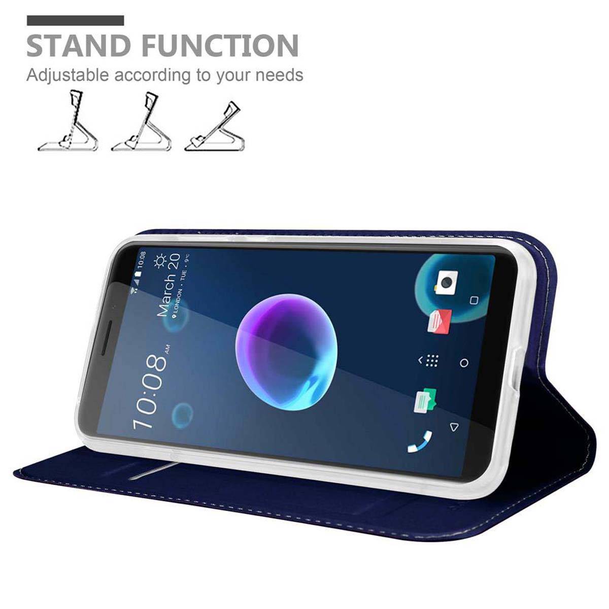 Cadorabo Handyhülle für HTC Desire 12 Schutz Hülle in Blau Cover Etui Book Case Booklet