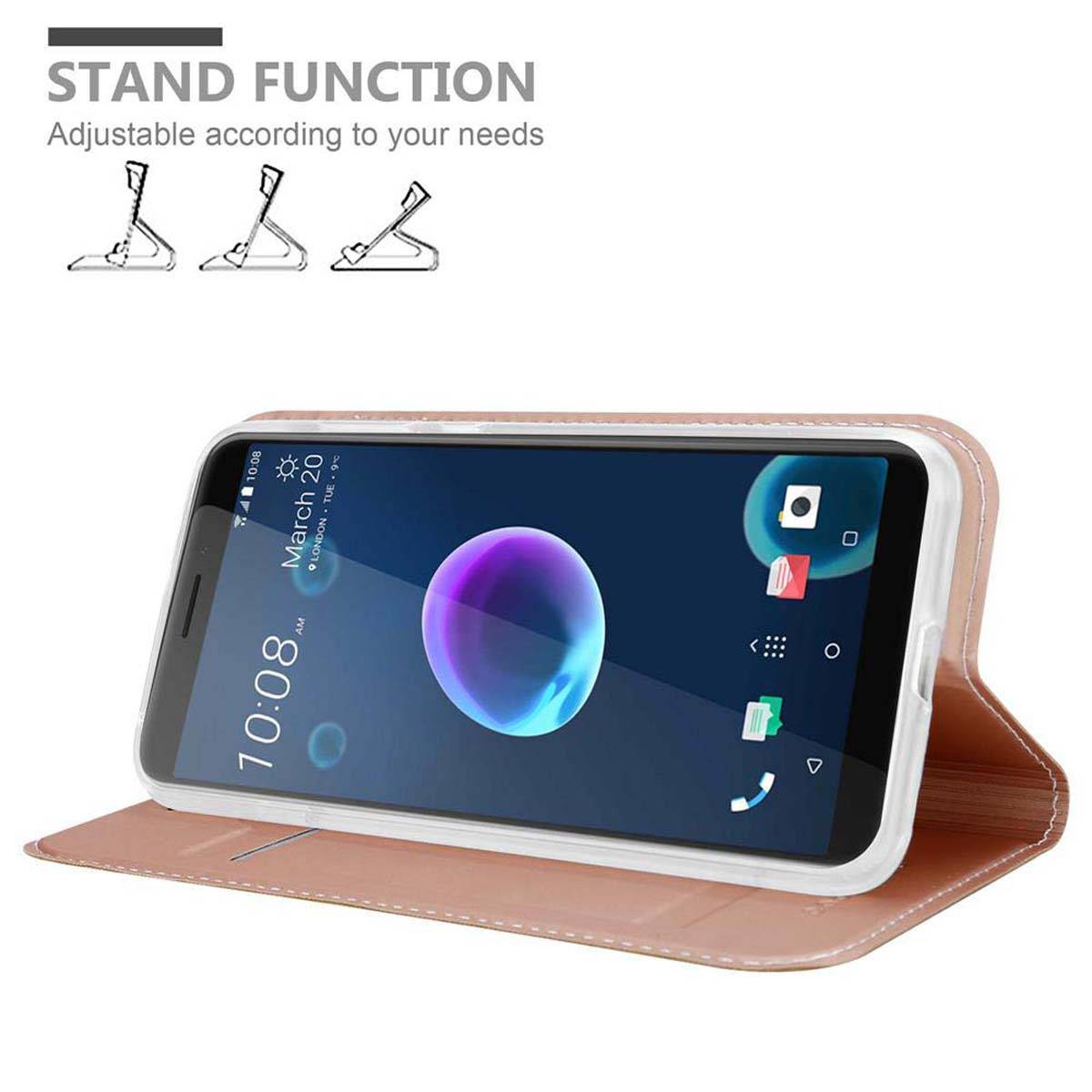 Cadorabo Handyhülle für HTC Desire 12 Schutz Hülle in Rosa Cover Etui Book Case Booklet