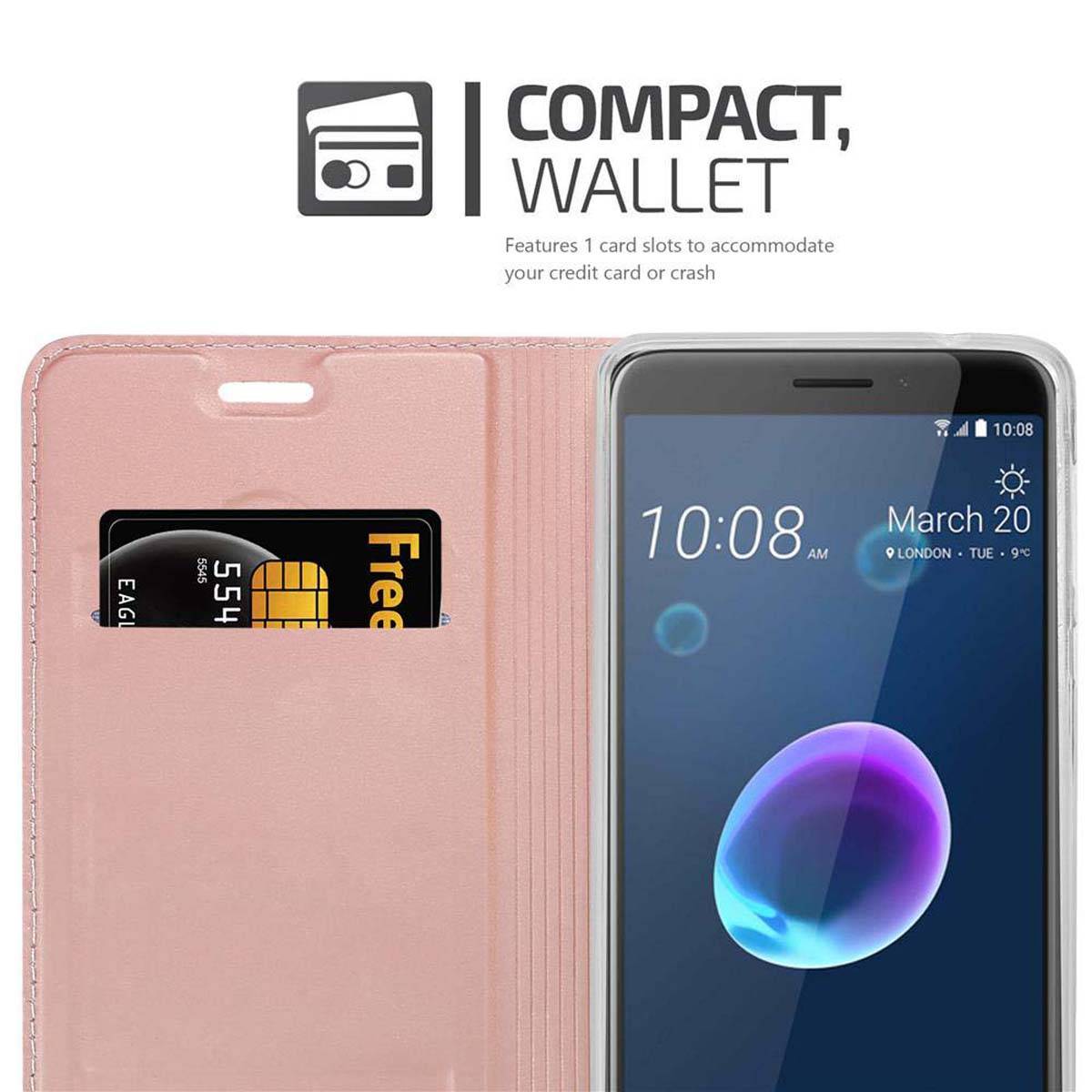 Cadorabo Handyhülle für HTC Desire 12 Schutz Hülle in Rosa Cover Etui Book Case Booklet