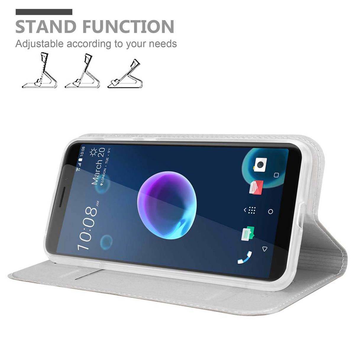 Cadorabo Handyhülle für HTC Desire 12 Schutz Hülle in Silber Cover Etui Book Case Booklet
