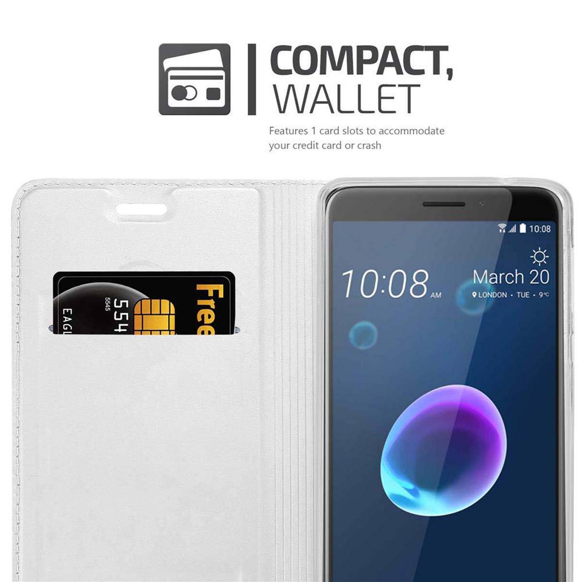 Cadorabo Handyhülle für HTC Desire 12 Schutz Hülle in Silber Cover Etui Book Case Booklet
