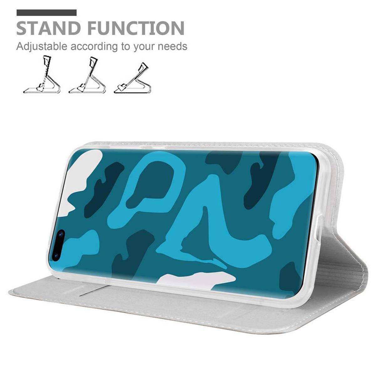 Cadorabo Handyhülle für Huawei P40 PRO / P40 PRO+ Schutz Hülle in Silber Cover Etui Book Case Booklet