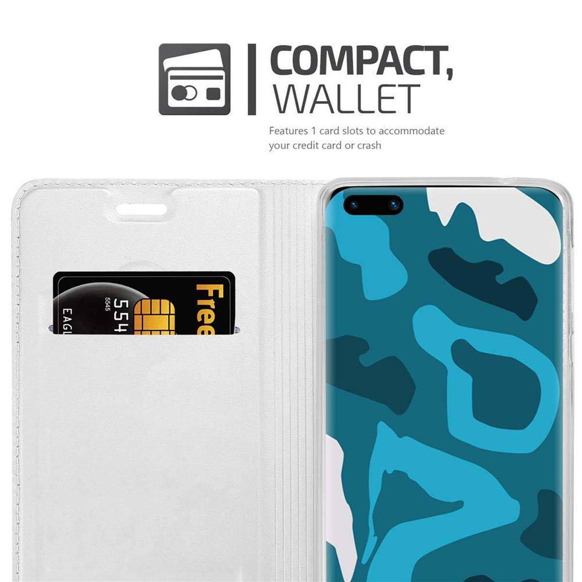 Cadorabo Handyhülle für Huawei P40 PRO / P40 PRO+ Schutz Hülle in Silber Cover Etui Book Case Booklet