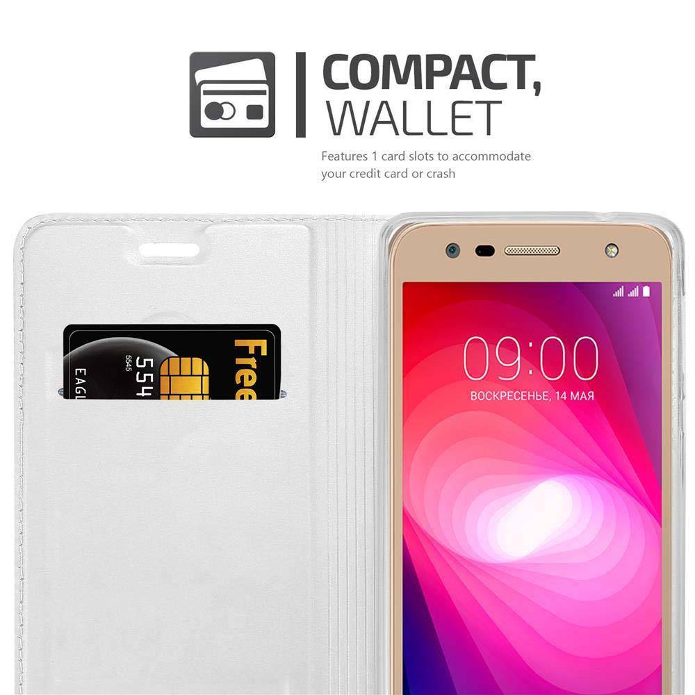 Cadorabo Handyhülle für LG X POWER 2 Schutz Hülle in Silber Cover Etui Book Case Booklet