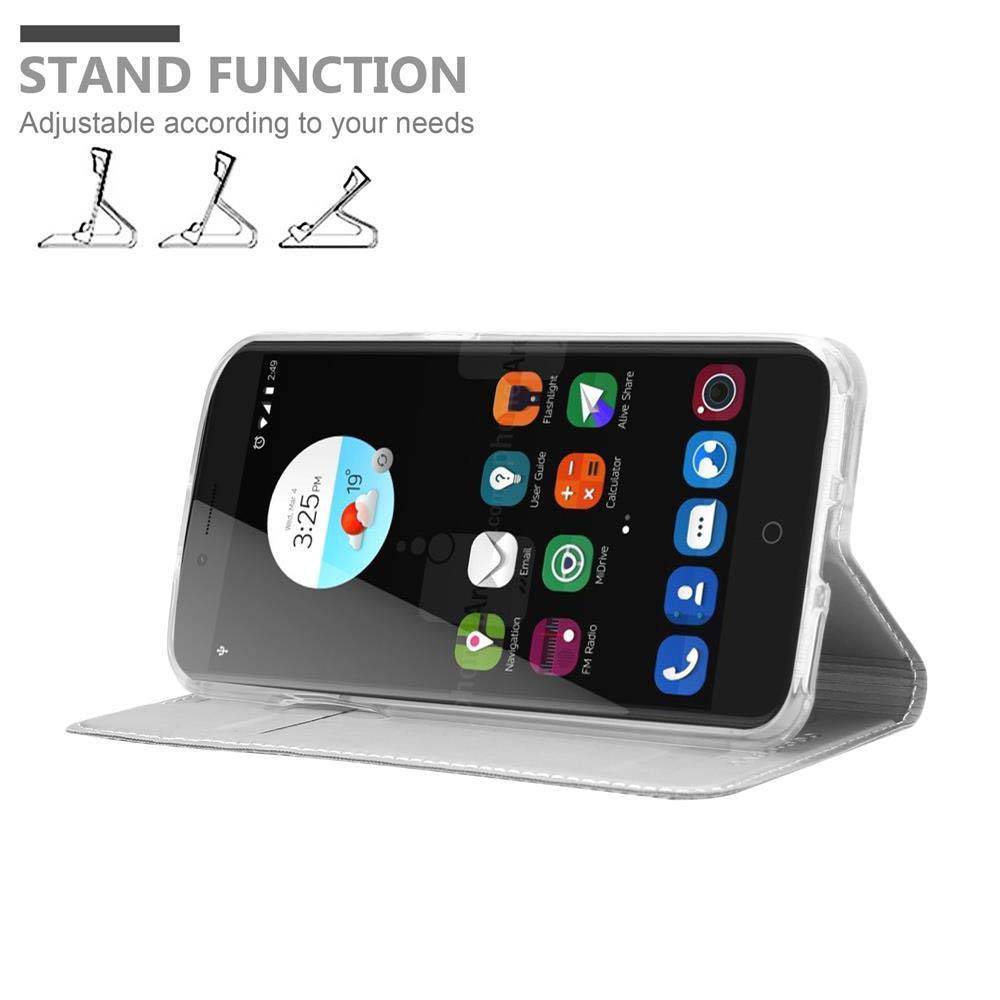 Cadorabo Handyhülle für ZTE Blade V7 Schutz Hülle in Silber Cover Etui Book Case Booklet