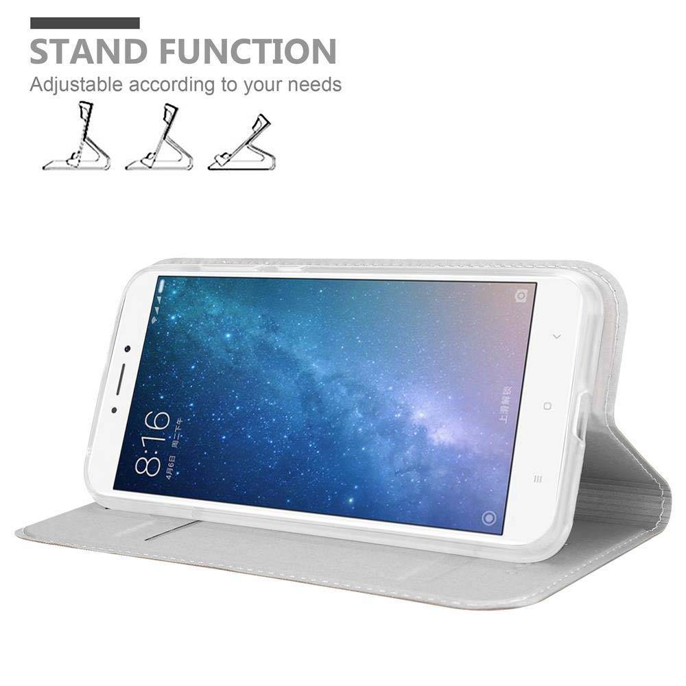Cadorabo Handyhülle für Xiaomi Mi MAX 2 Schutz Hülle in Silber Cover Etui Book Case Booklet