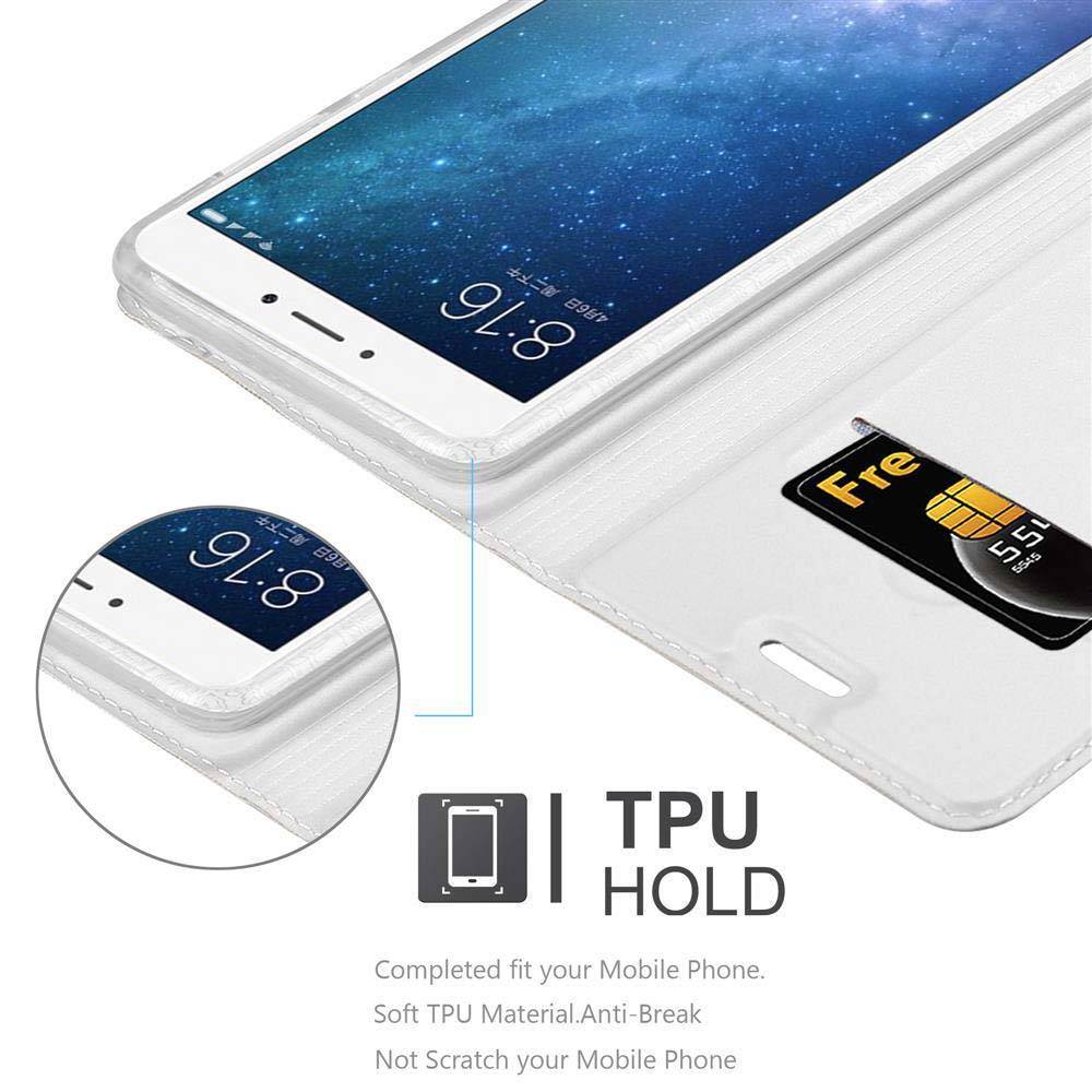 Cadorabo Handyhülle für Xiaomi Mi MAX 2 Schutz Hülle in Silber Cover Etui Book Case Booklet