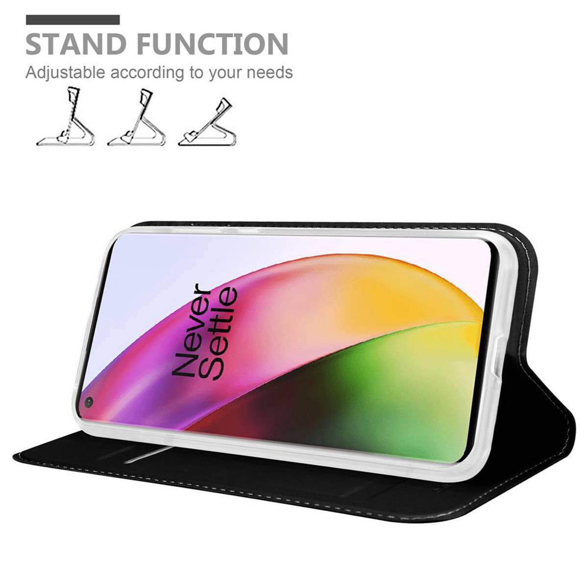 Cadorabo Handyhülle für OnePlus 8 Schutz Hülle in Schwarz Cover Etui Book Case Booklet