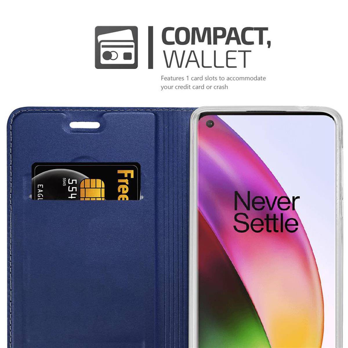 Cadorabo Handyhülle für OnePlus 8 Schutz Hülle in Blau Cover Etui Book Case Booklet