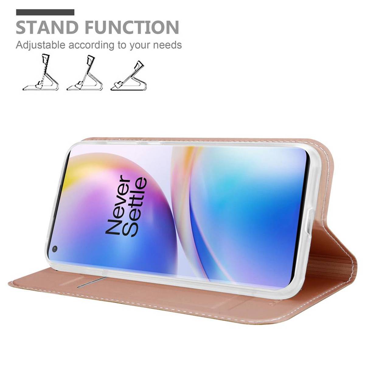 Cadorabo Handyhülle für OnePlus 8 PRO Schutz Hülle in Rosa Cover Etui Book Case Booklet