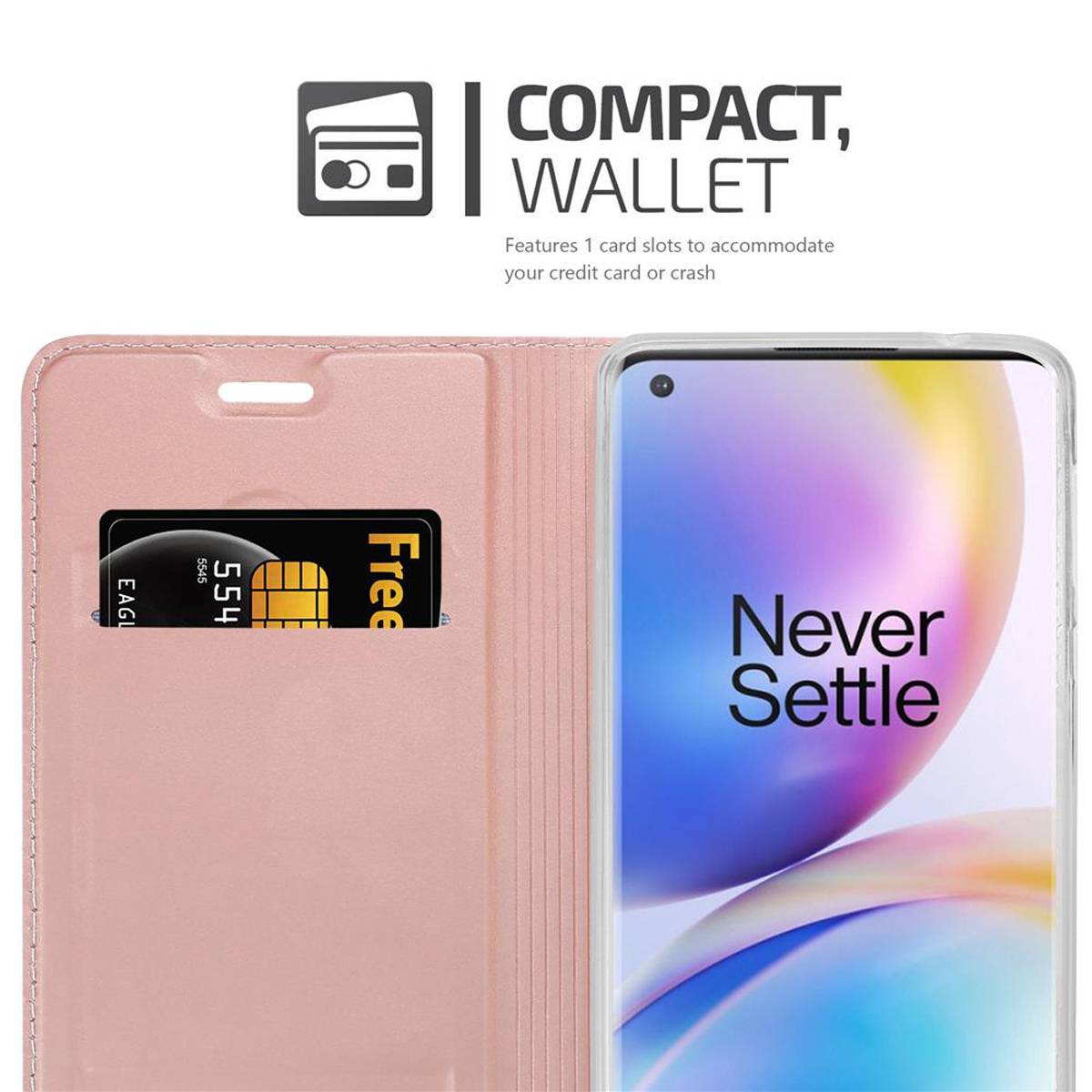 Cadorabo Handyhülle für OnePlus 8 PRO Schutz Hülle in Rosa Cover Etui Book Case Booklet