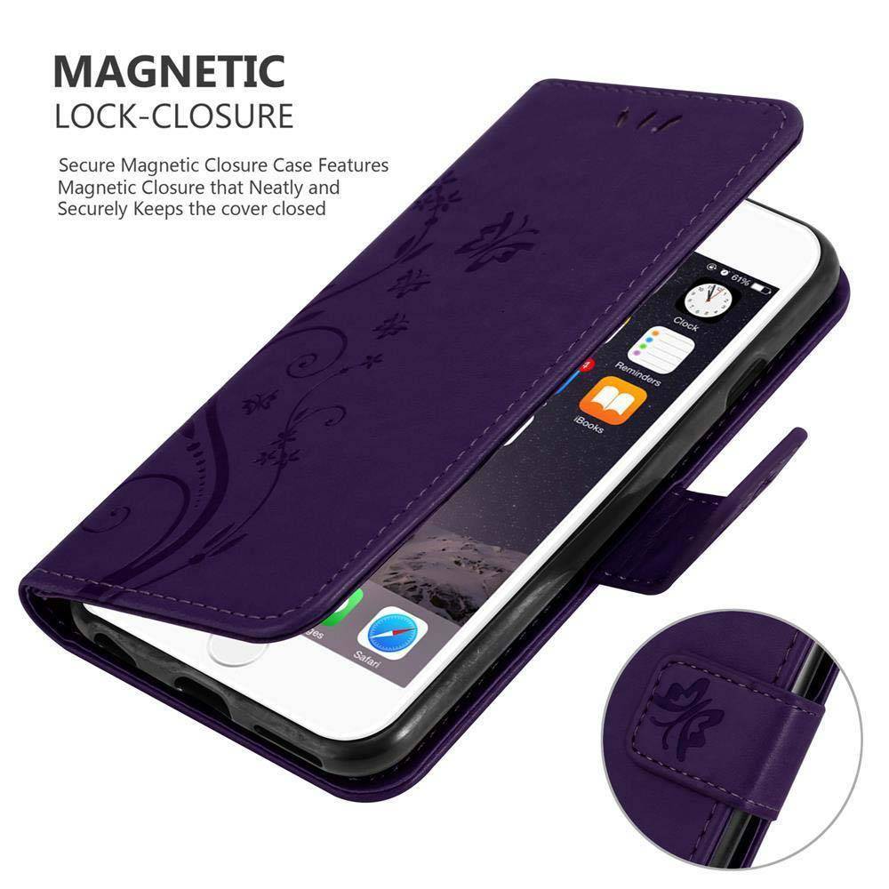 Cadorabo Hülle für Apple iPhone 6 / 6S Schutz Hülle in Lila Schutzhülle Handy Hülle Etui Case Blumen Flower