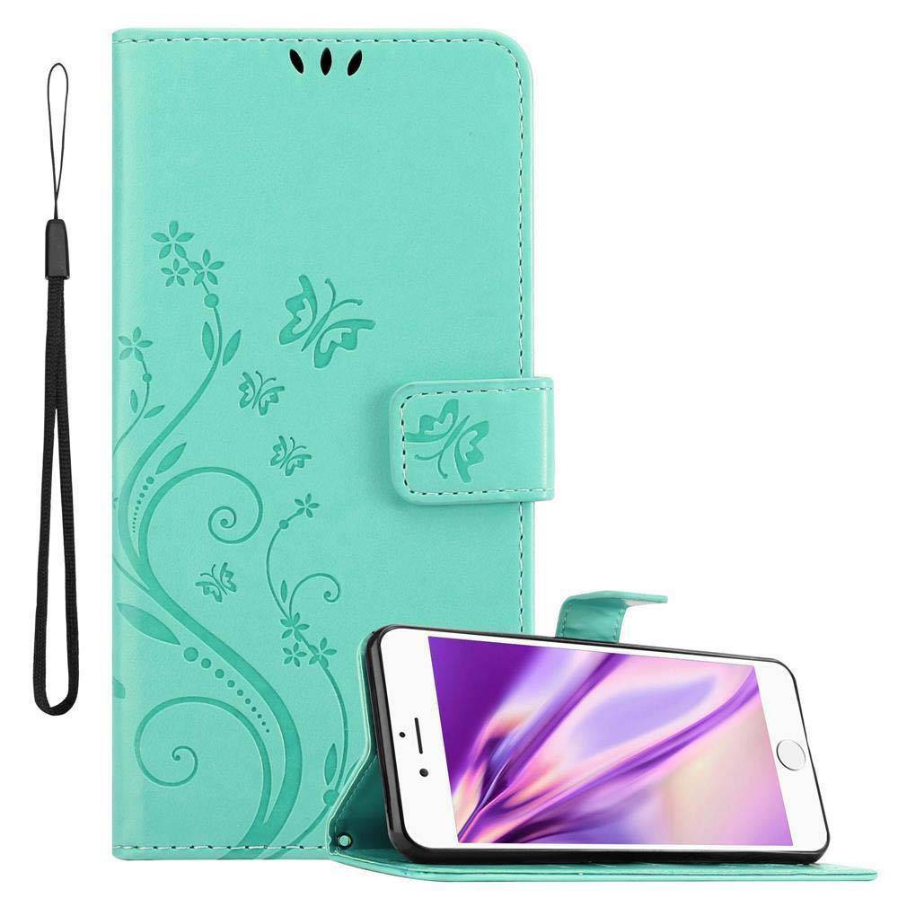 Cadorabo Hülle für Apple iPhone 6 / 6S Schutz Hülle in Türkis Schutzhülle Handy Hülle Etui Case Blumen Flower