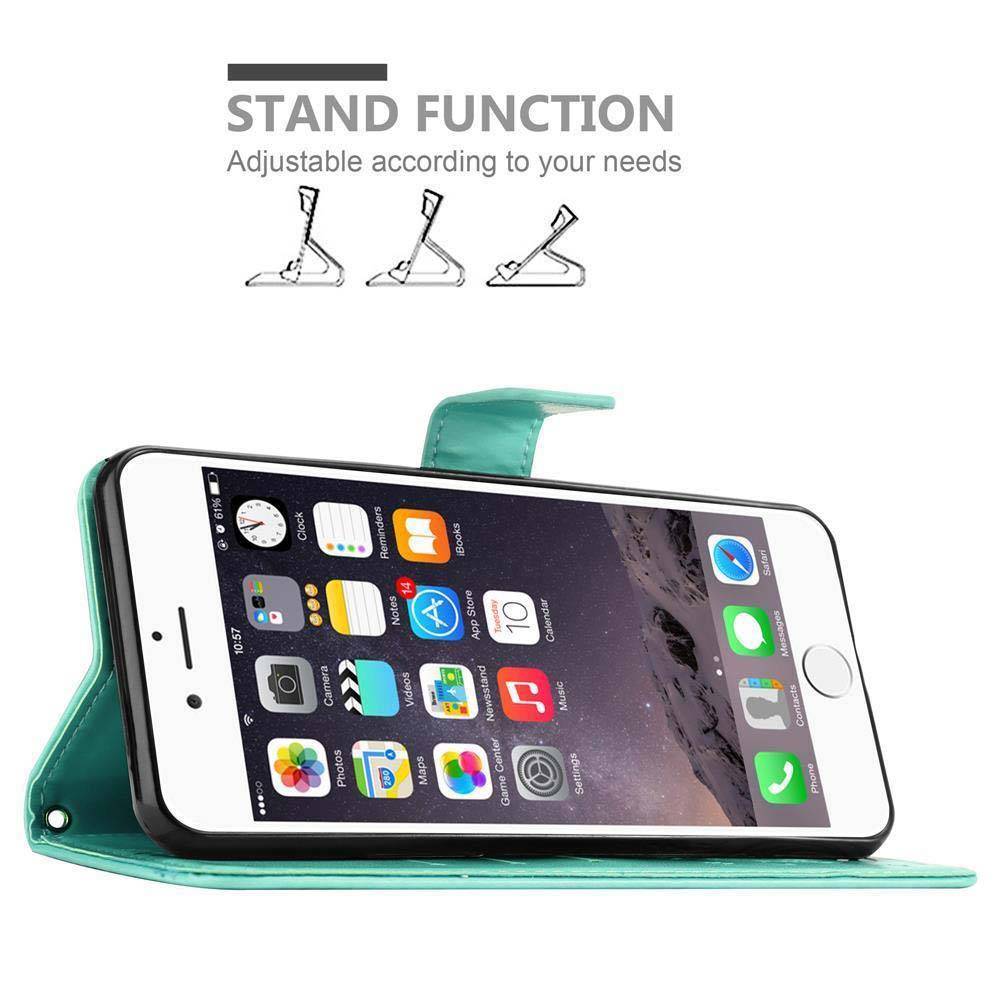 Cadorabo Hülle für Apple iPhone 6 / 6S Schutz Hülle in Türkis Schutzhülle Handy Hülle Etui Case Blumen Flower