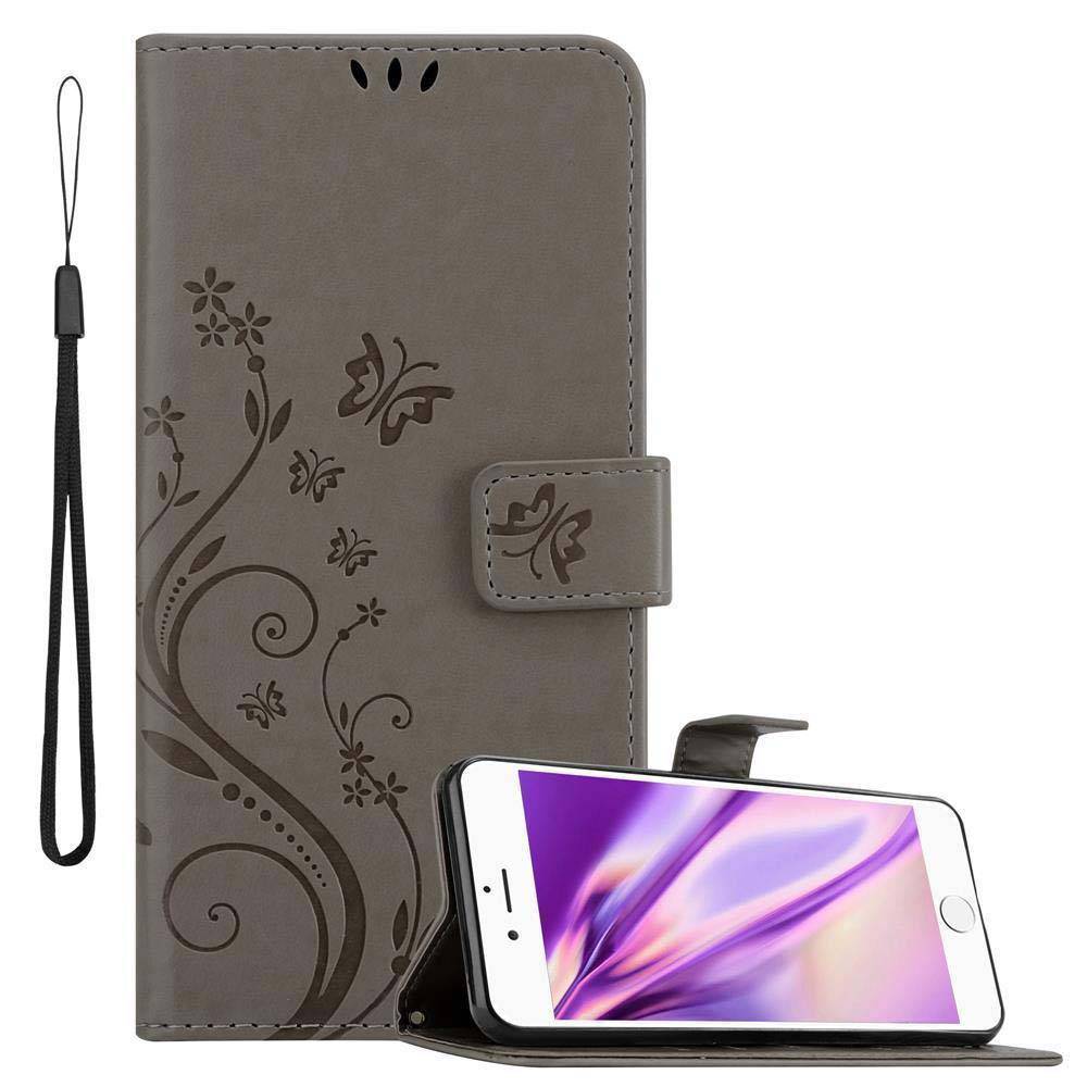 Cadorabo Hülle für Apple iPhone 6 PLUS / 6S PLUS Schutz Hülle in Grau Schutzhülle Handy Hülle Etui Case Blumen Flower