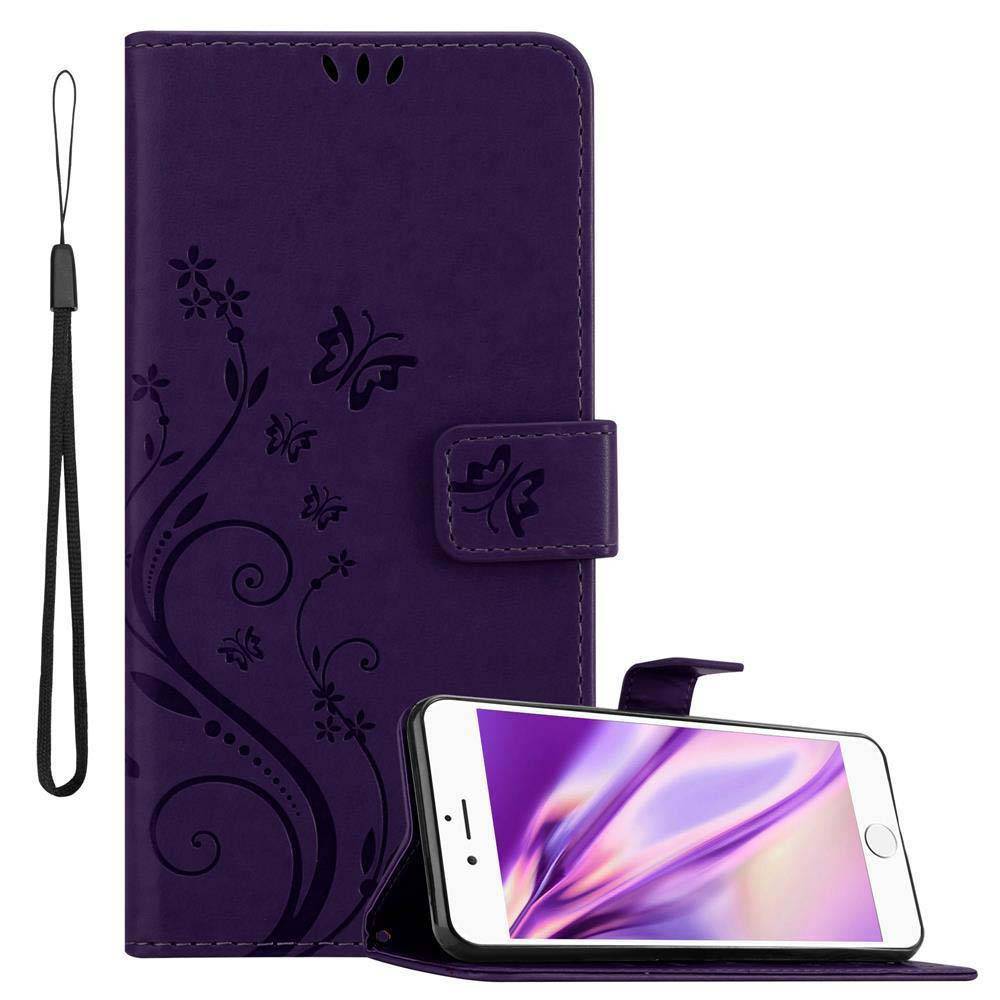 Cadorabo Hülle für Apple iPhone 6 PLUS / 6S PLUS Schutz Hülle in Lila Schutzhülle Handy Hülle Etui Case Blumen Flower