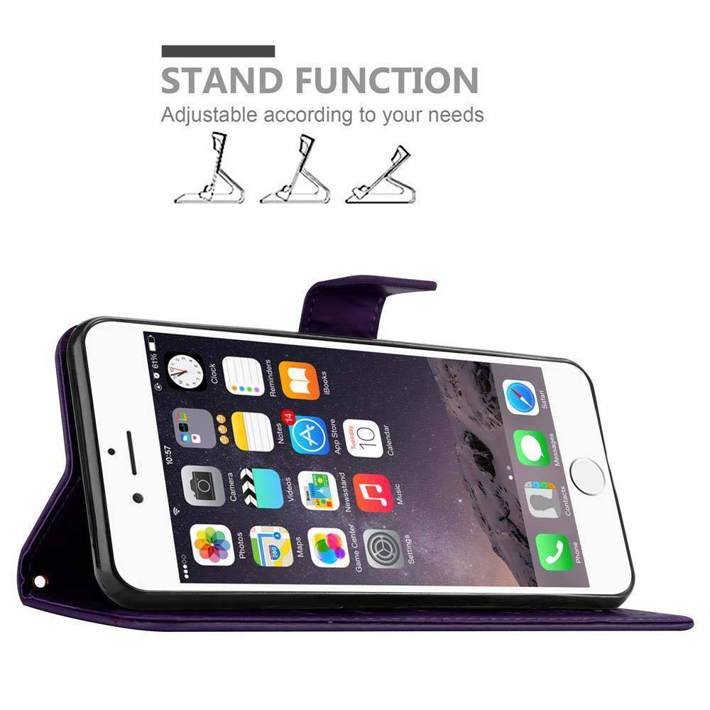 Cadorabo Hülle für Apple iPhone 6 PLUS / 6S PLUS Schutz Hülle in Lila Schutzhülle Handy Hülle Etui Case Blumen Flower