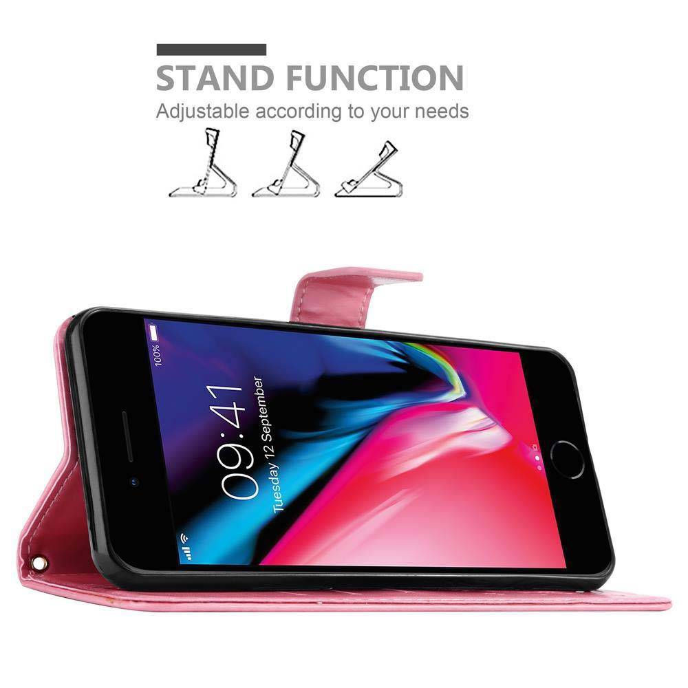Cadorabo Hülle für Apple iPhone 7 / 7S / 8 / SE 2020 Schutz Hülle in Rosa Schutzhülle Handy Hülle Etui Case Blumen