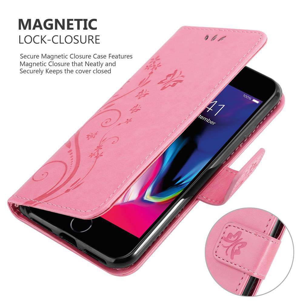 Cadorabo Hülle für Apple iPhone 7 / 7S / 8 / SE 2020 Schutz Hülle in Rosa Schutzhülle Handy Hülle Etui Case Blumen